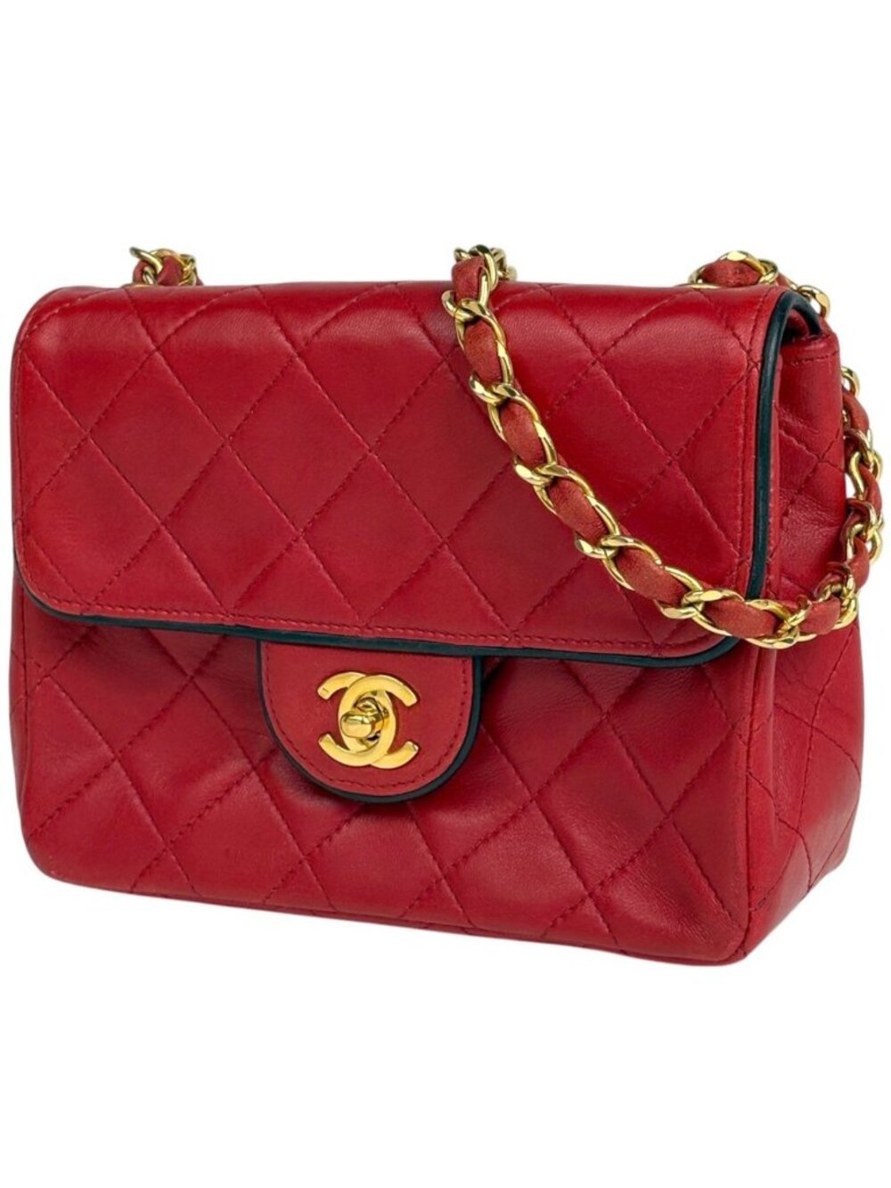 Chanel Mini Quilted Single Flap Chain Shoulder Bag CC Logo Leather